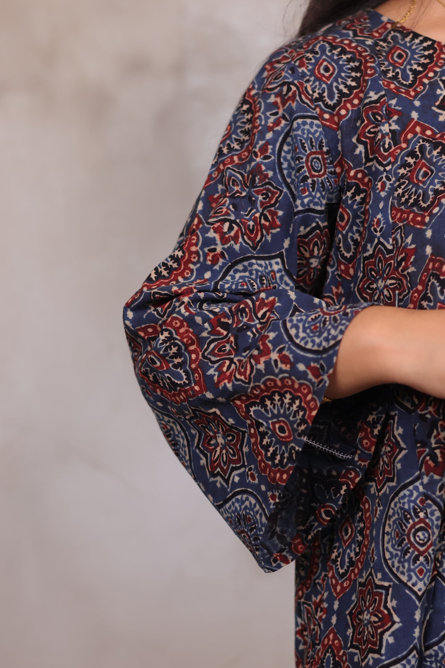 Indigo Ajrakh Handblock Printed Co-ord Set (Pure Cotton ) | Looms & Tassels