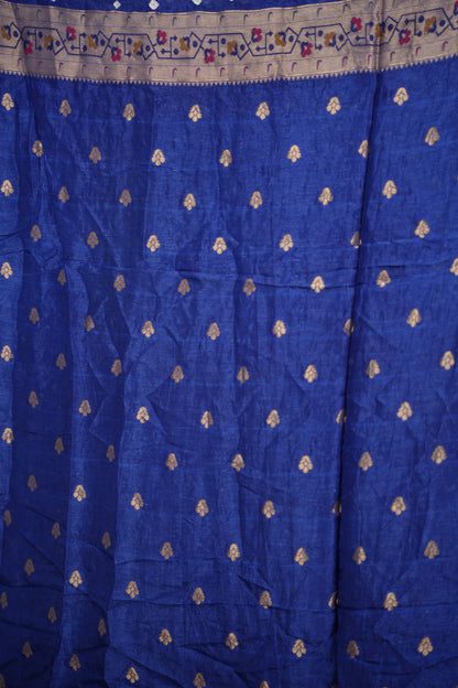 Blue Handcrafted Bandhani Paithani Dola Silk Saree | Looms & Tassels