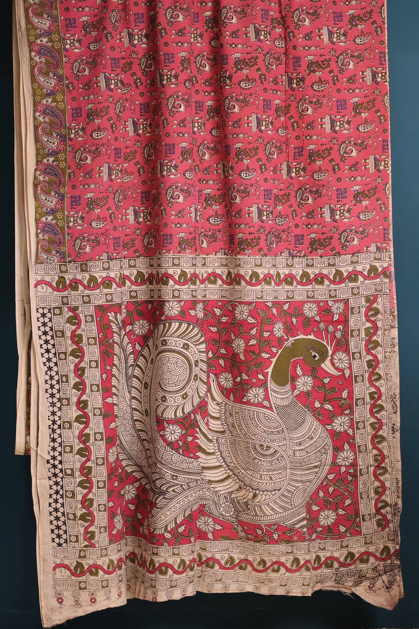 Pink Kalamkari Cotton Saree