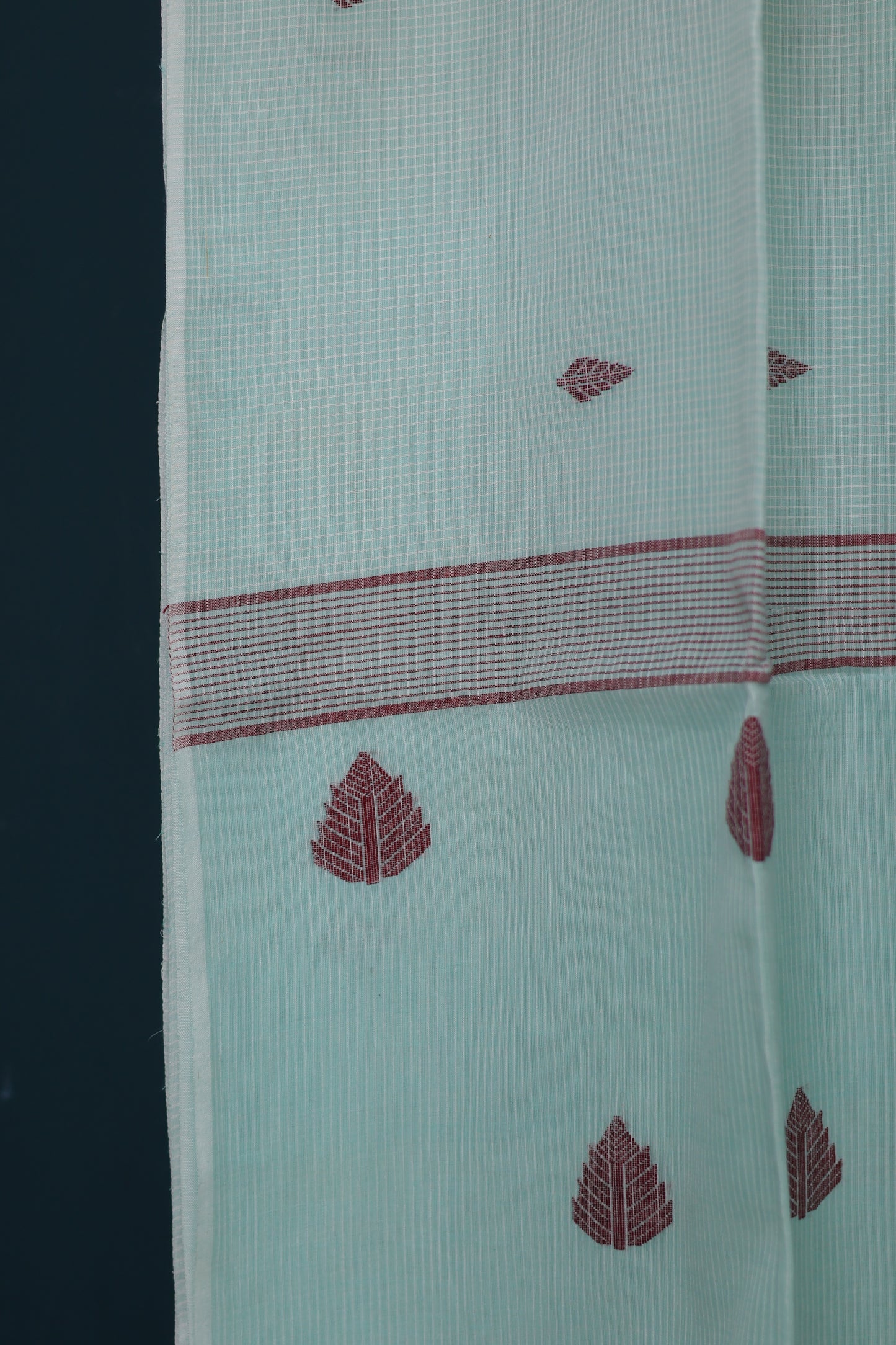 Pastel Blue Checks Pure Handwoven Jamdhani butta Malai Cotton Saree