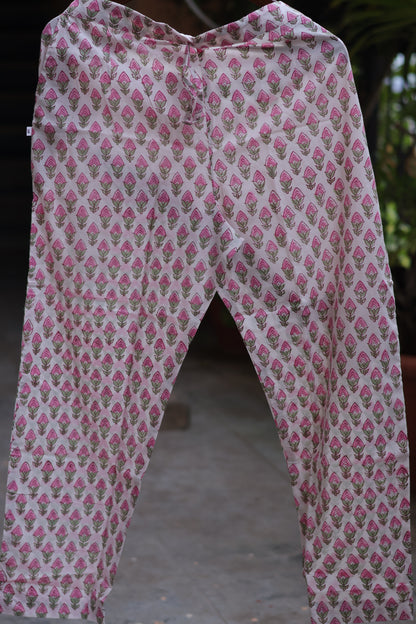 Pastel Handblock printed kota 3 piece suit (stitched)