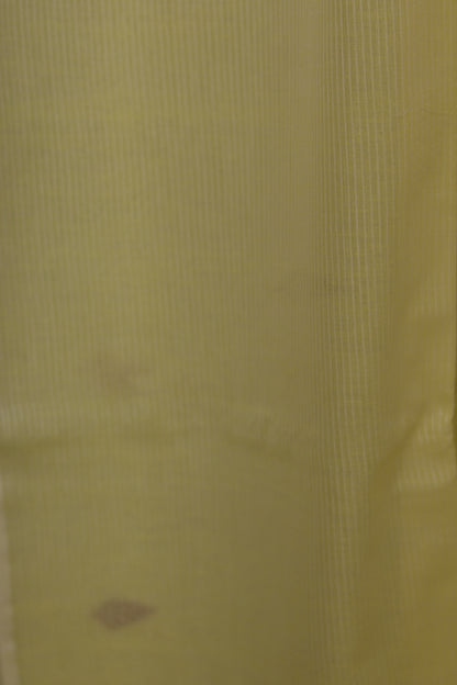 Yellow Checks Pure Handwoven Jamdhani butta Malai Cotton Saree