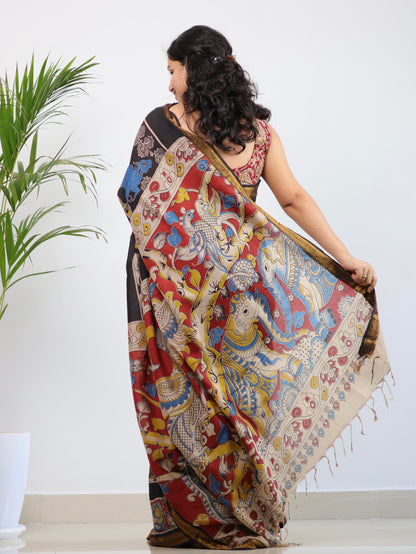 Nizam Border Kalamkari Silk Saree