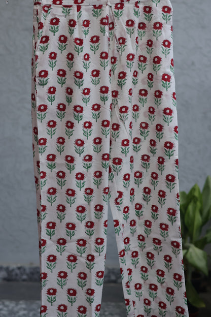 Pink Handblock printed Pure Mul Cotton with Kota Doria Duppata 3 piece suit (stitched)