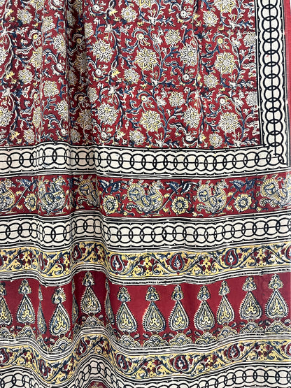 Hand block printed Kalamkari Silk Saree