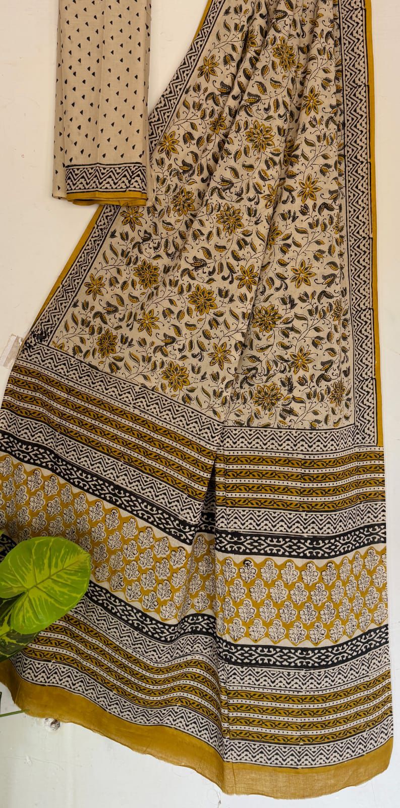 Bagru Handblock printed MulMul cotton saree