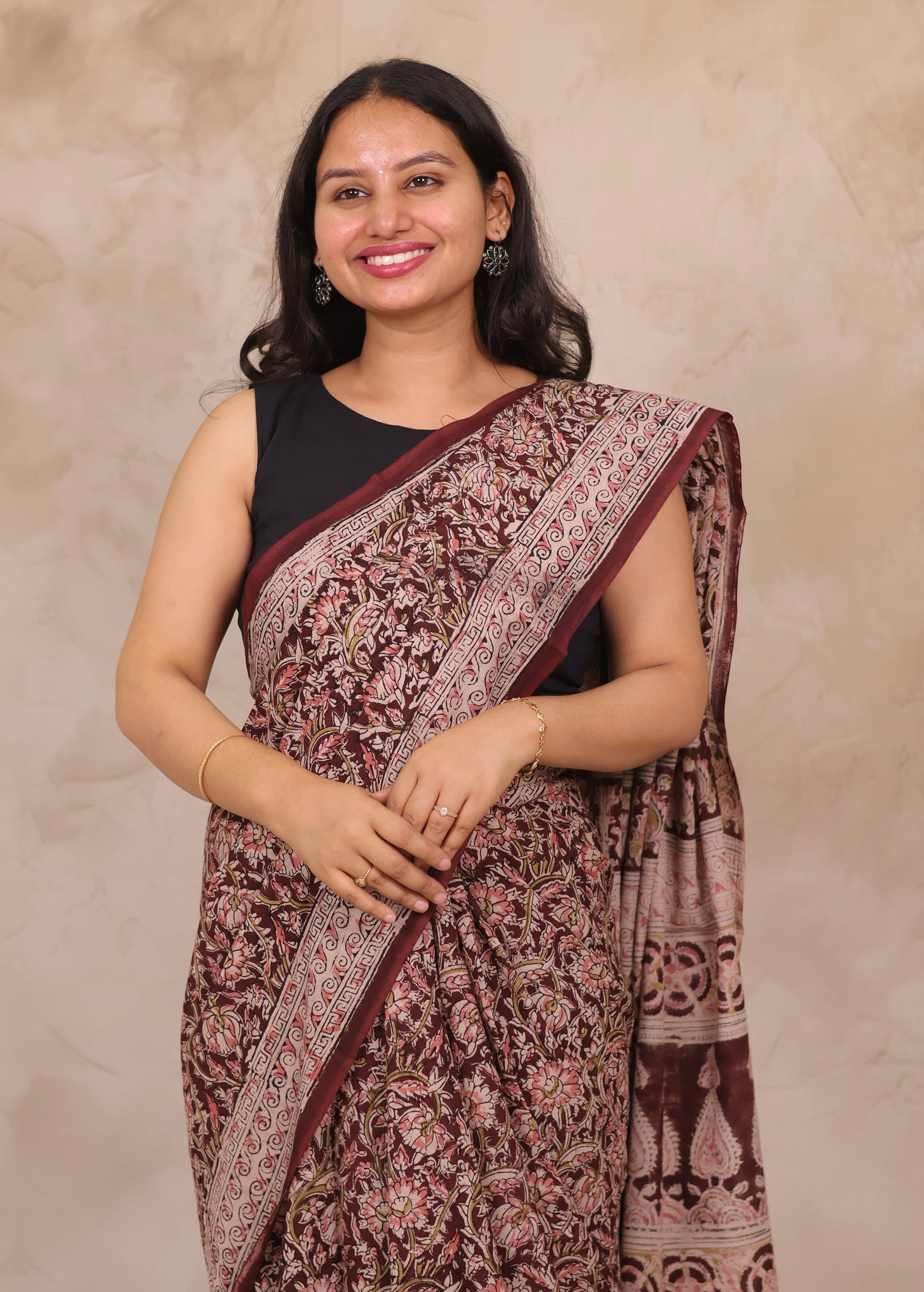 Hand Block Printed Kalamkari Cotton Saree