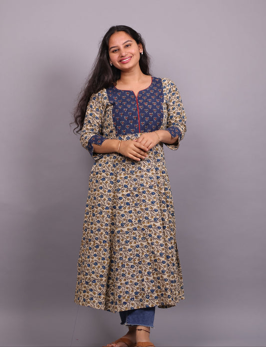Ajrakh Hand Block printed Aline Kurti