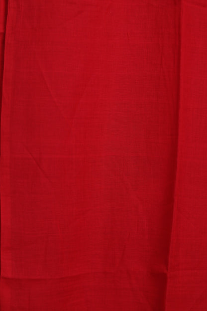 Red Pure Handwoven Malai Cotton Saree with Butta Weaving
