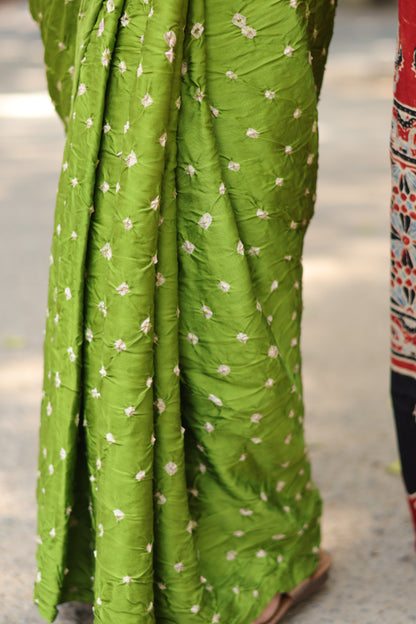 Ajrakh Bandhej Modal Silk Saree