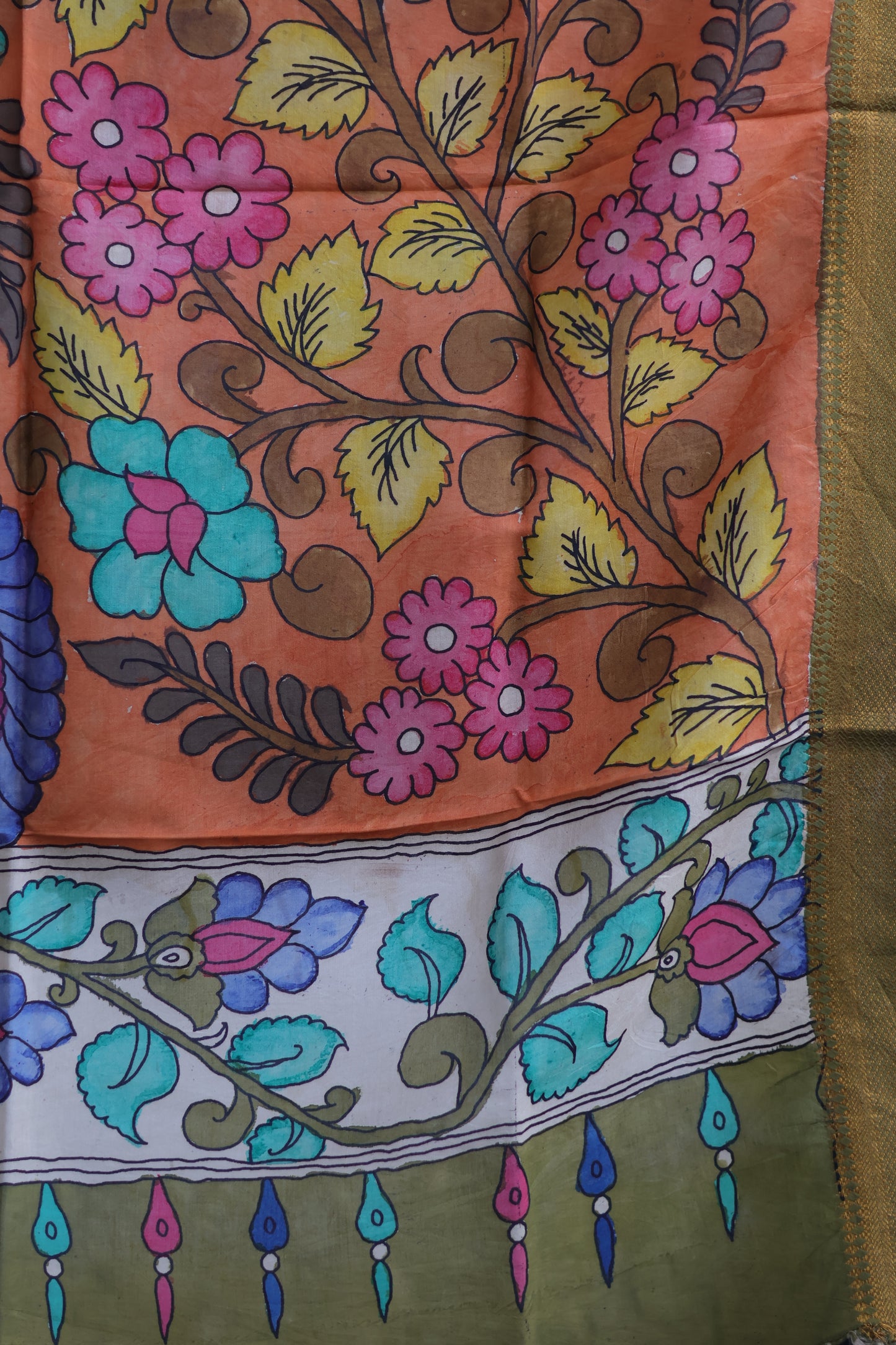 Pen Kalamkari chennur silk duppata