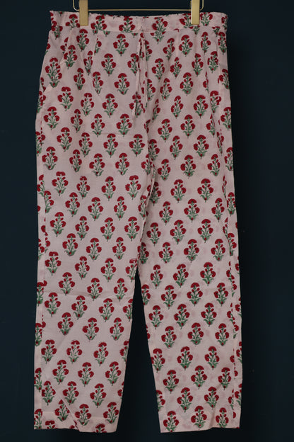 Sky Blue Handblock printed Pure Mul Cotton with Kota Doria Duppata 3 piece suit (stitched)