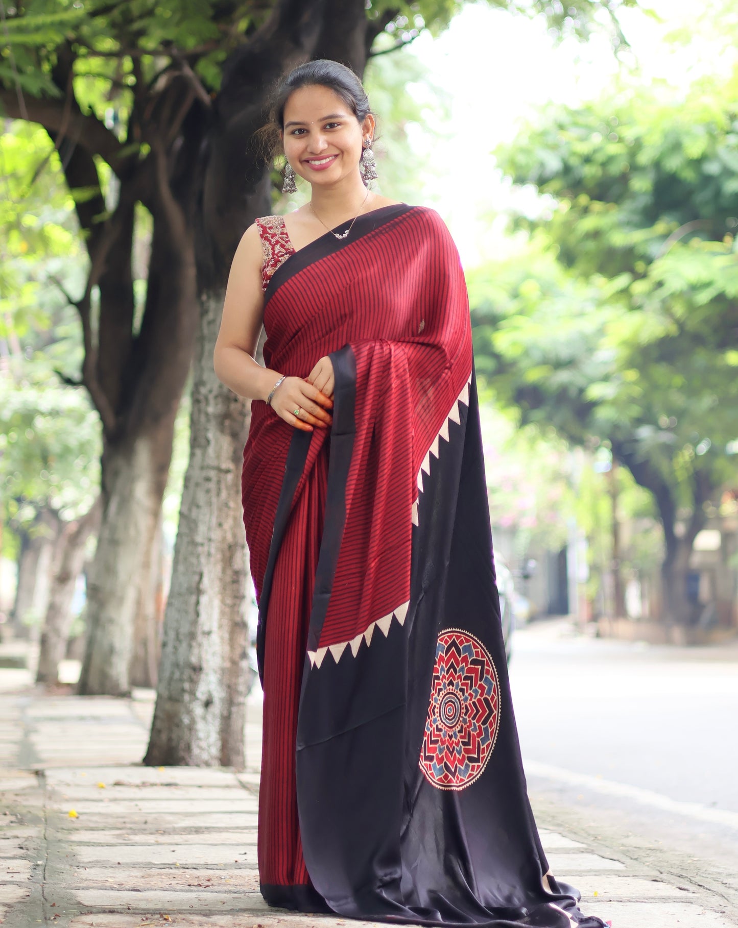 Ajrakh Modal Silk Saree