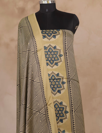 Ajrakh Handblock Printed Modal Silk 2 Piece Suit Set | Looms & Tassels