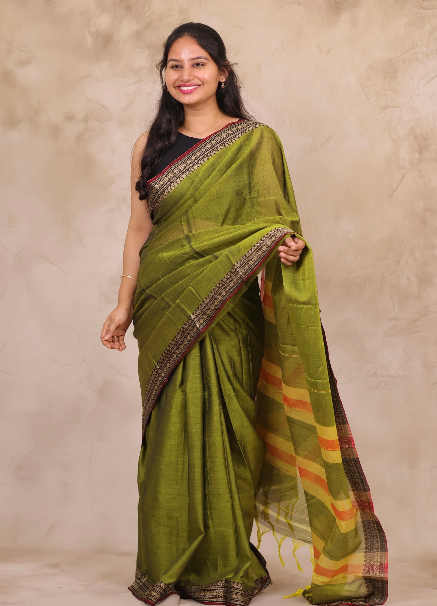 Green Narayanpet Cotton Saree | Looms & Tassels