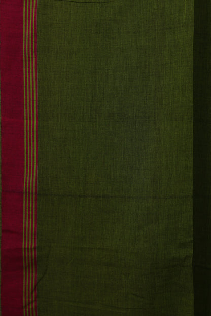 Green Pure Handwoven Jamdhani Malai Cotton Saree