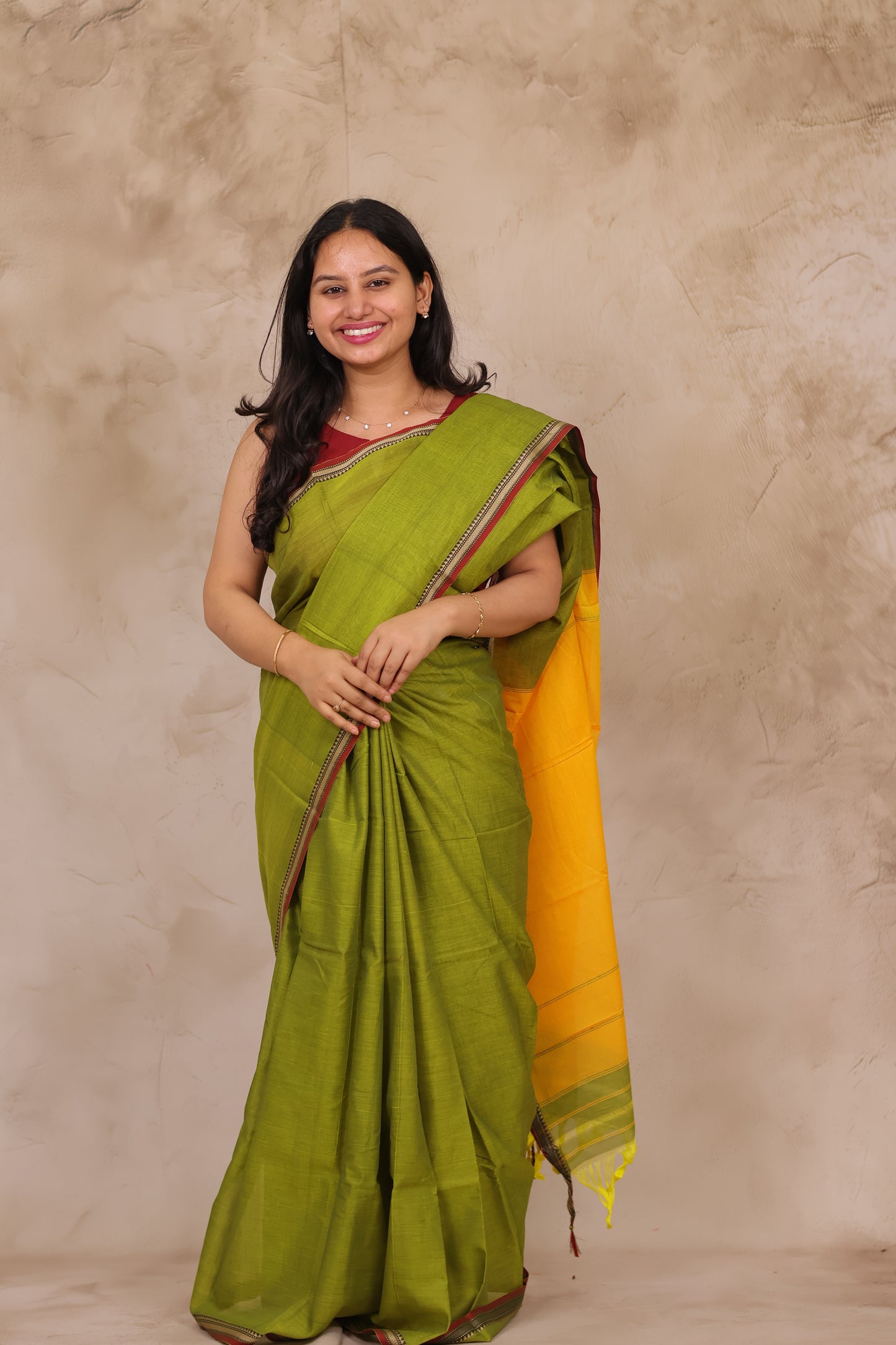 Green Narayanpet Cotton Saree | Looms & Tassels