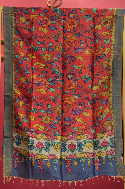 Pen Kalamkari chennur silk duppata