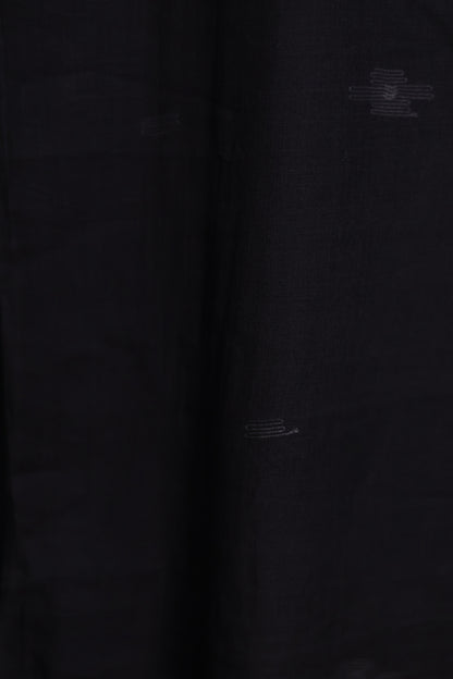 Black Pure Handwoven Malai Cotton Saree with Butta Weaving