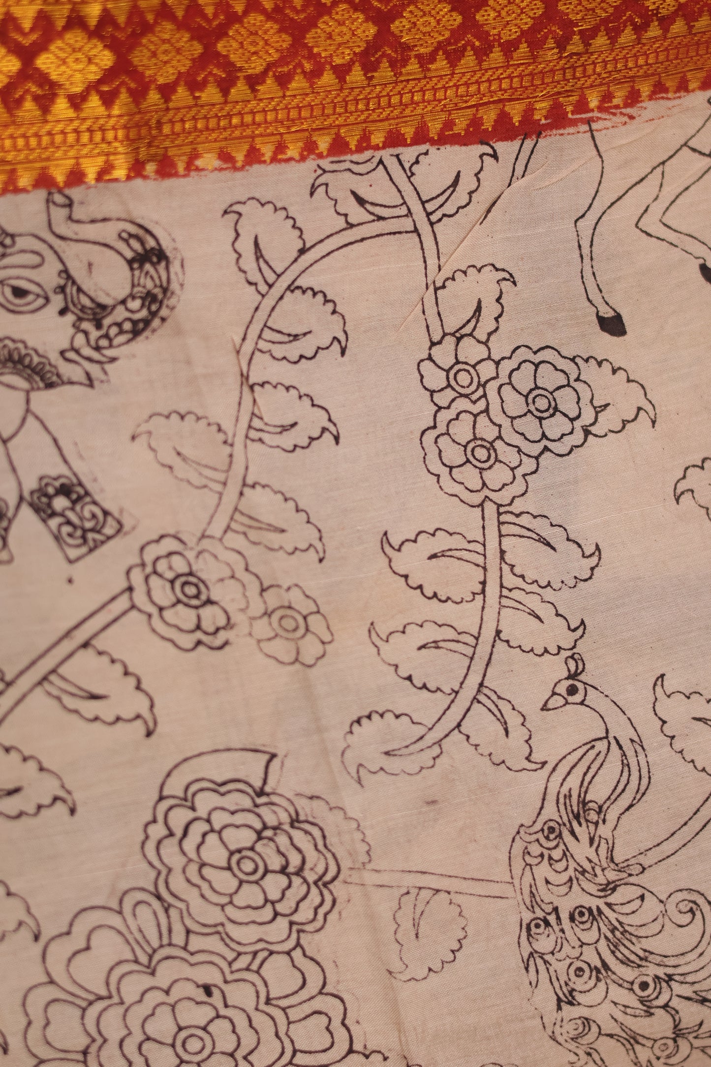 Kanchi Border Kalamkari Chennur Silk Saree