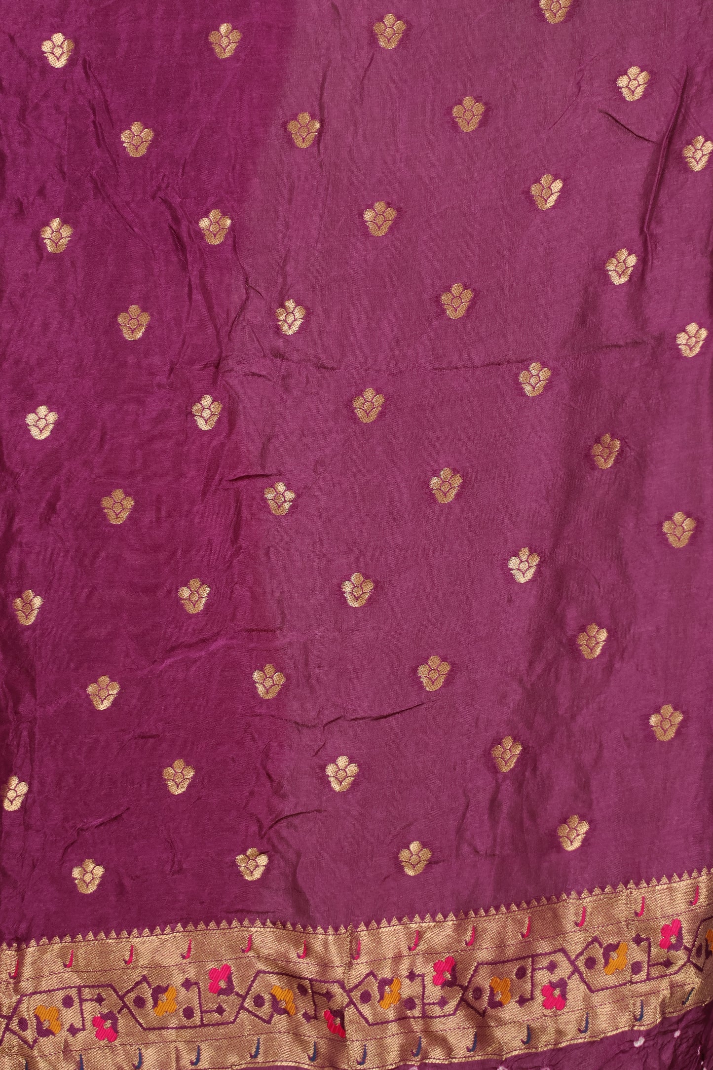 Magenta Handcrafted Bandhani Paithani Dola Silk Saree | Looms & Tassels