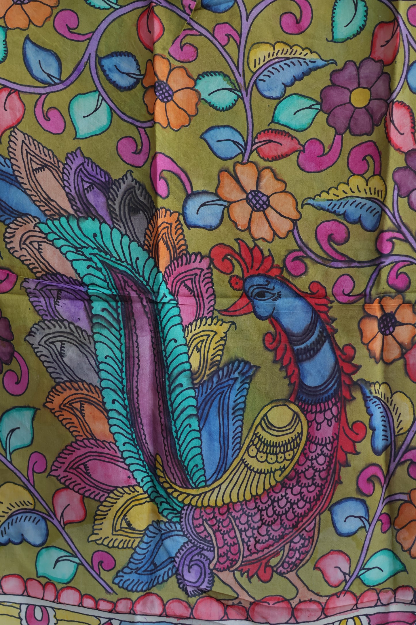 Pen Kalamkari chennur silk duppata