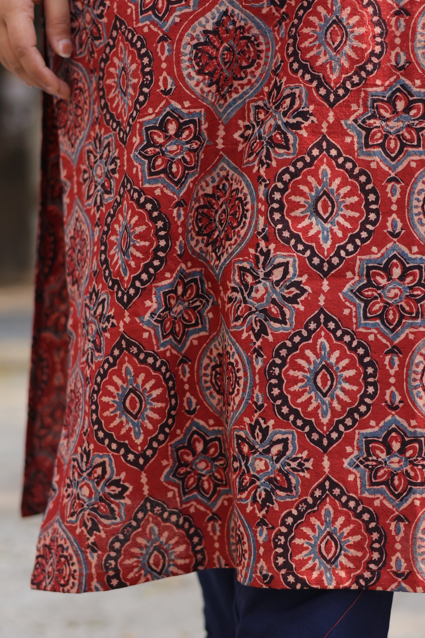 Maroon Ajrakh Hand Block Printed Kurti