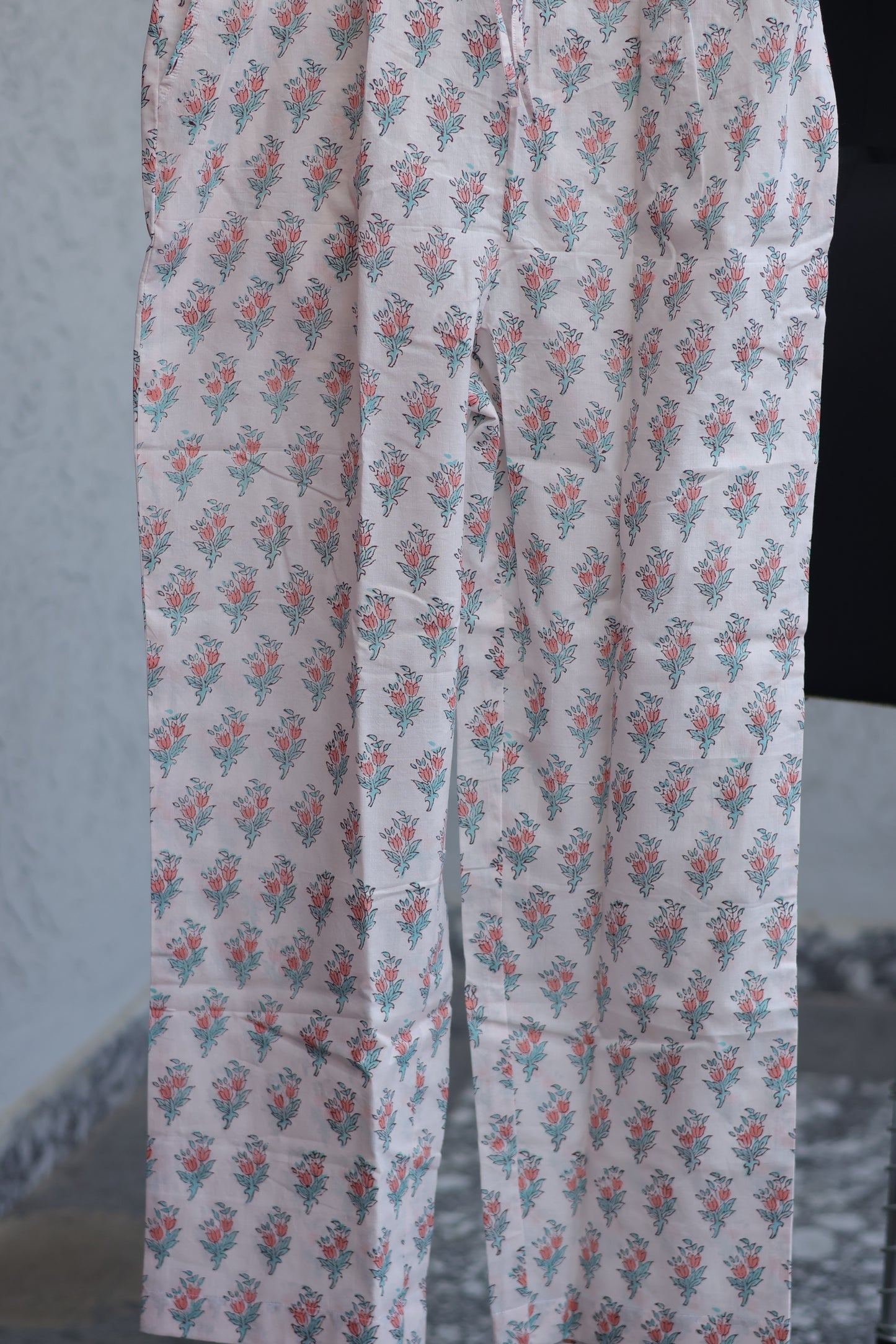 Lavender Handblock printed Pure Mul Cotton with Kota Doria Duppata 3 piece suit (stitched)