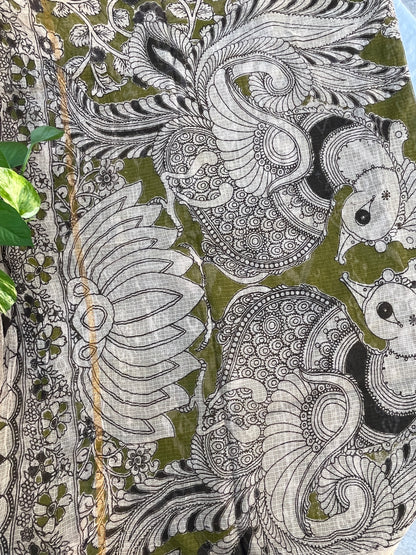 Green Kota Kalamkari Saree