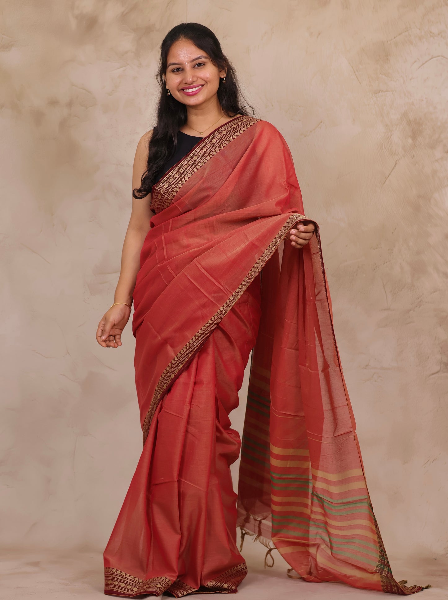 Onion Pink Narayanpet Cotton Saree | Looms & Tassels