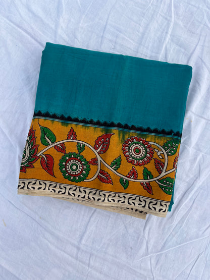 Dyeing Kalamkari Pure Cotton Saree