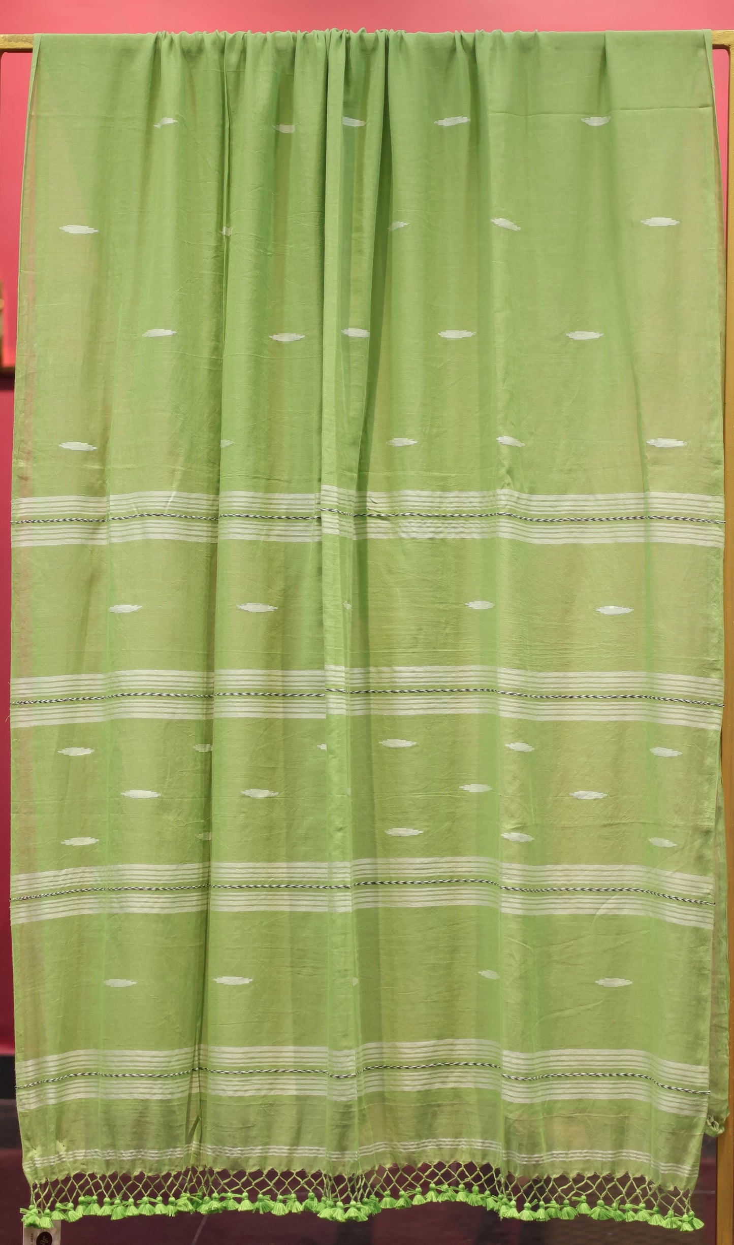 Pure Handwoven Malai Cotton Saree with Butta Weaving