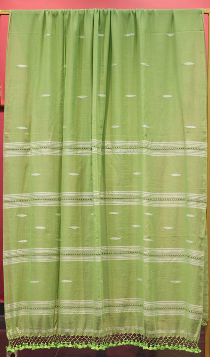 Pure Handwoven Malai Cotton Saree with Butta Weaving