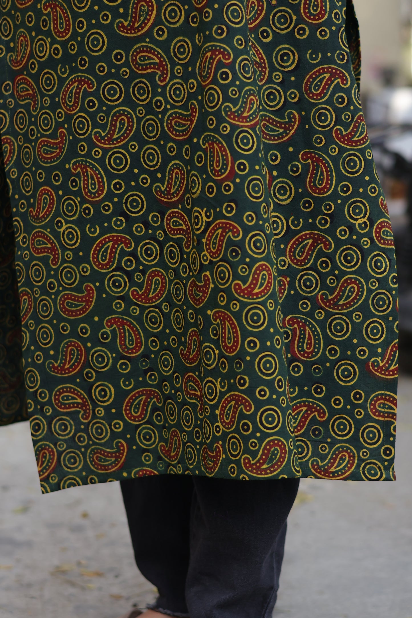 Green Ajrakh Hand Block Printed Kurti