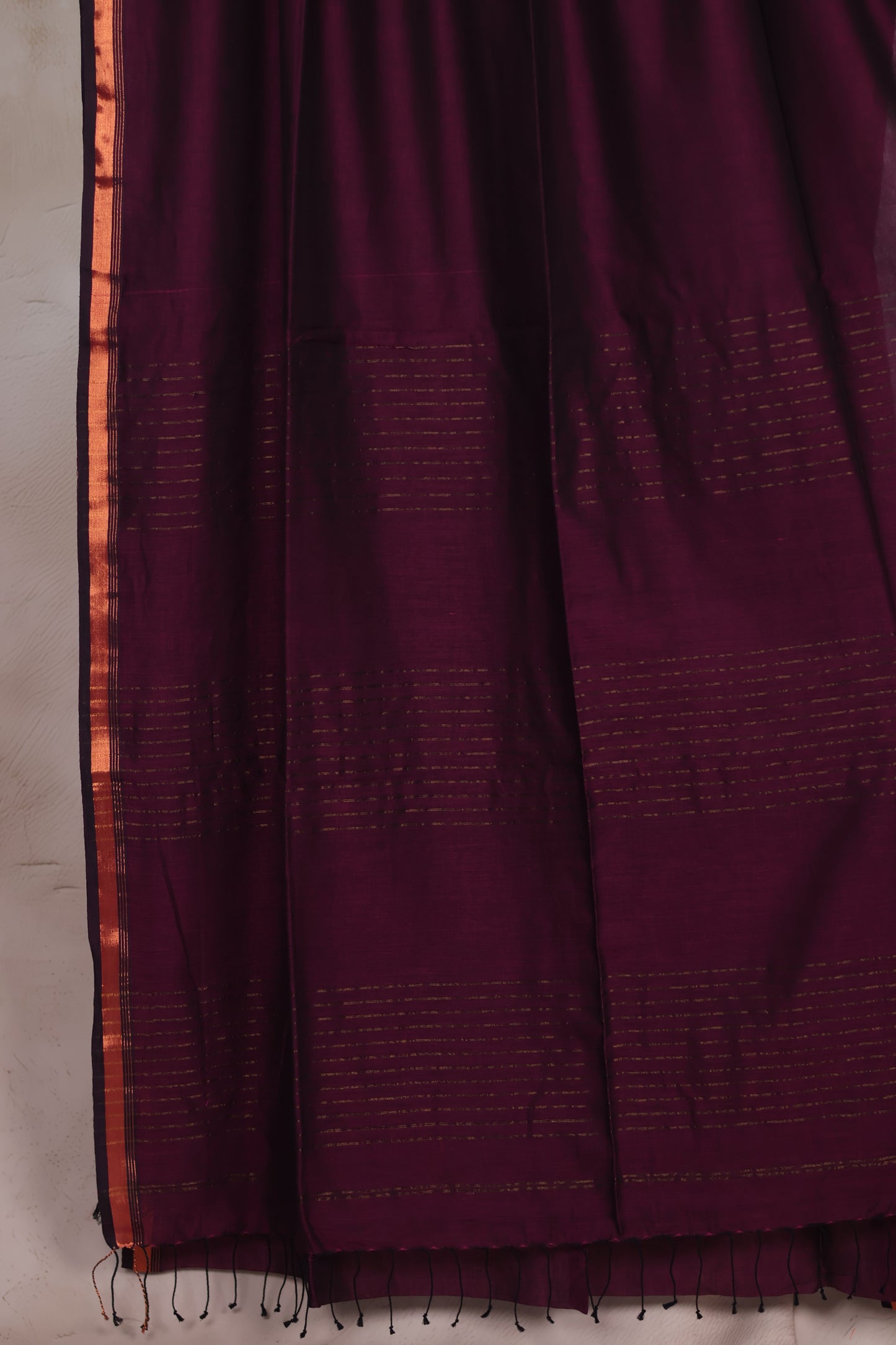 Handwoven Malai Cotton Saree with Sequence Work with Ajrakh blouse piece