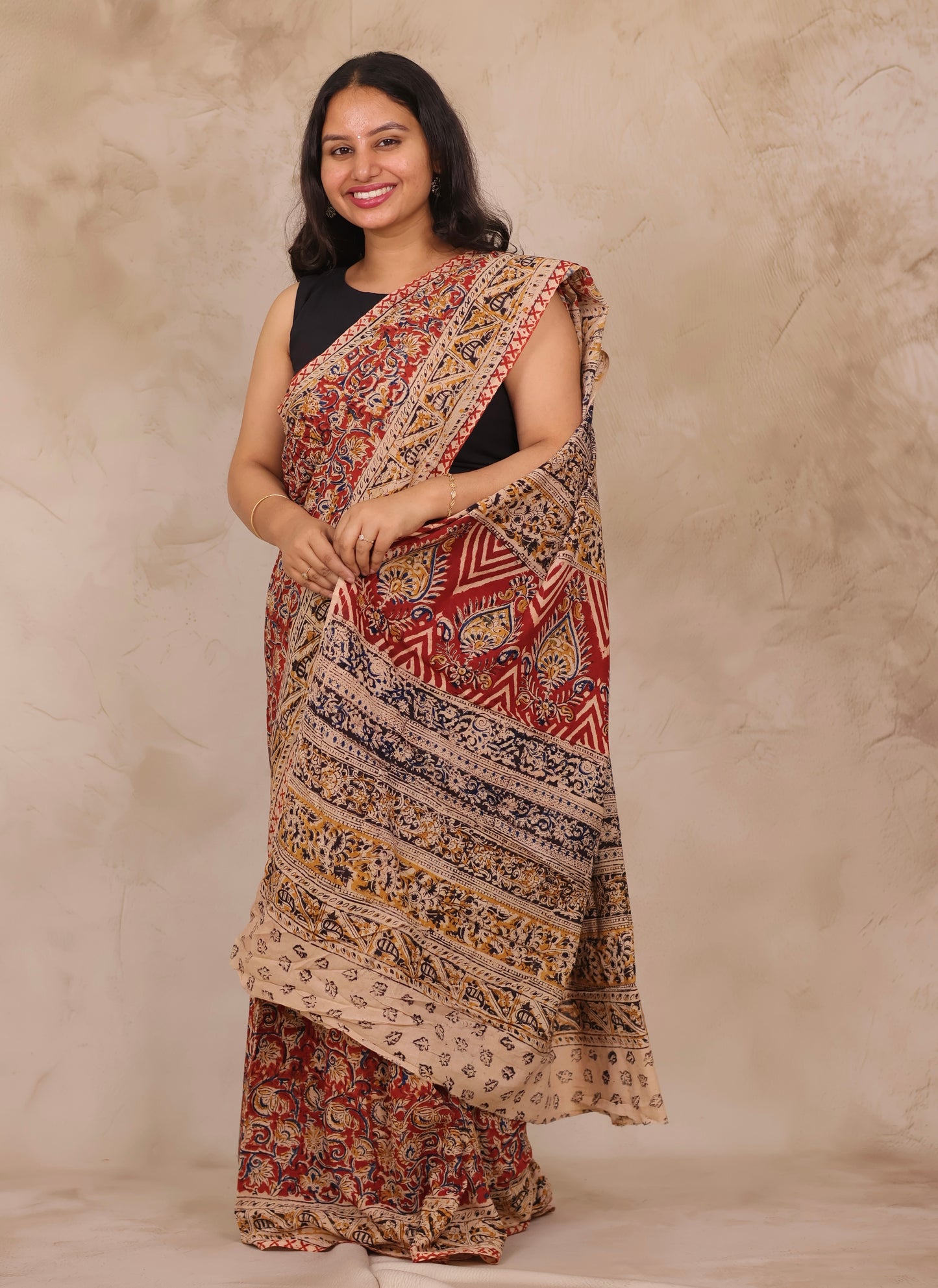 Hand Block Printed Kalamkari Cotton Saree