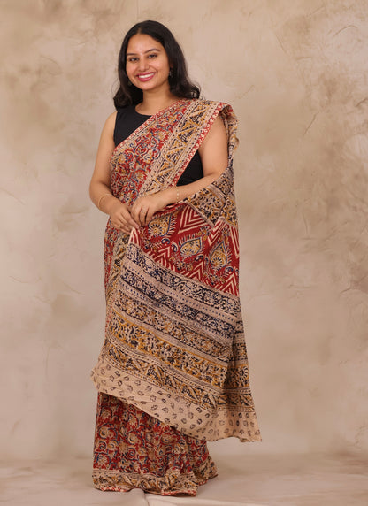 Hand Block Printed Kalamkari Cotton Saree