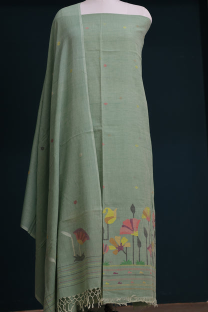 Handwoven Jamdhani pure Malai cotton 2 piece suit sets