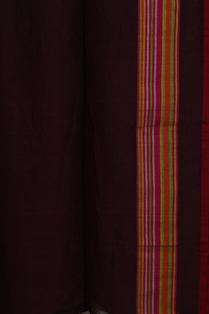 Maroon Bhujodi weaving Malai Cotton Saree | Looms & Tassels
