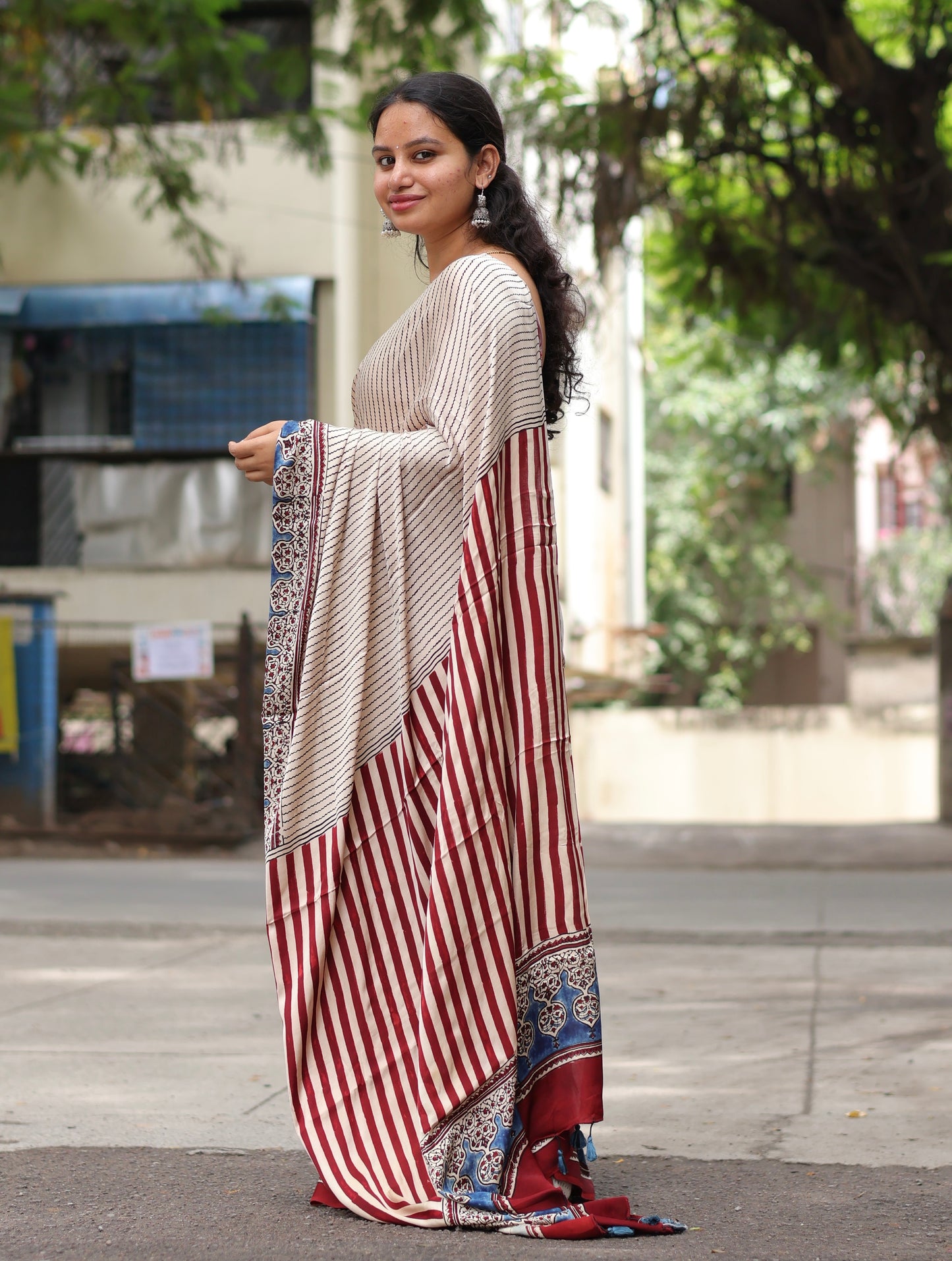 Ajrakh Modal Silk Saree