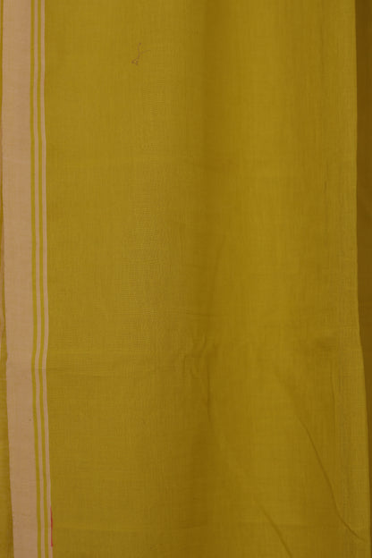 Olive Green Pure Handwoven Jamdhani Malai Cotton Saree