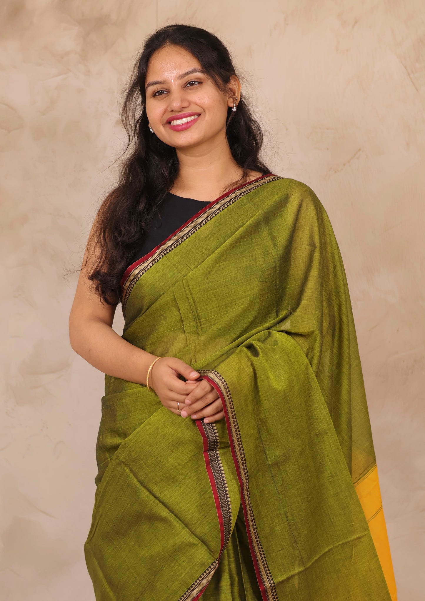 Green Narayanpet Cotton Saree | Looms & Tassels