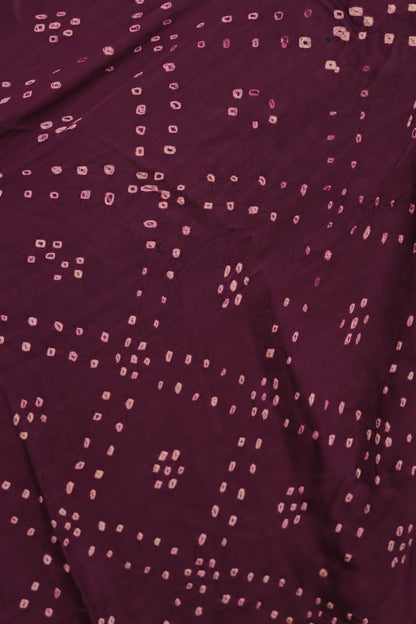 Jamun Hand Knotted Bandhej Arakh Modal Silk Saree with Lagdi Pallu | Looms & Tassels