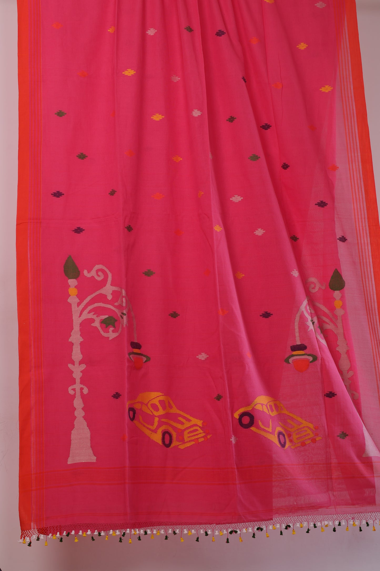 Pink Pure Handwoven Jamdhani Malai Cotton Saree