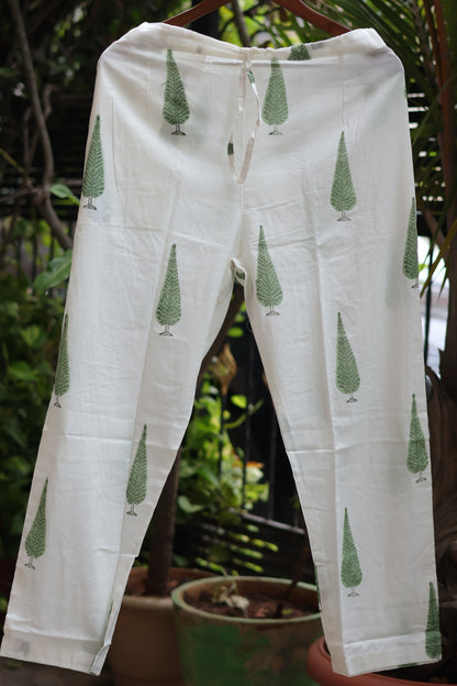 Pista Green Handblock printed Pure Mul Cotton with Kota Doria Duppata 3 piece suit (stitched)