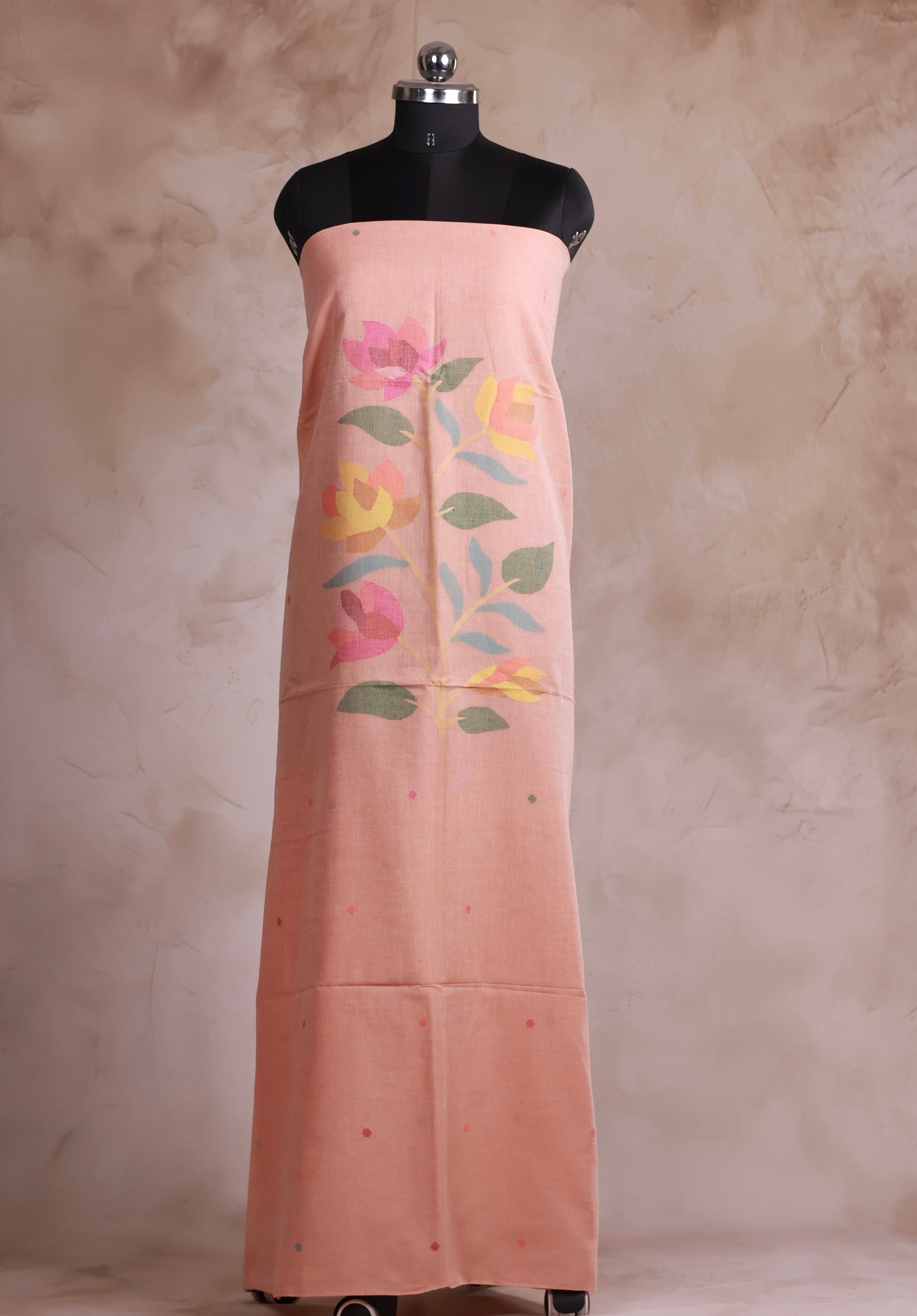 Handwoven Jamdhani weaving pure Malai cotton 2 piece suit sets | Looms & Tassels