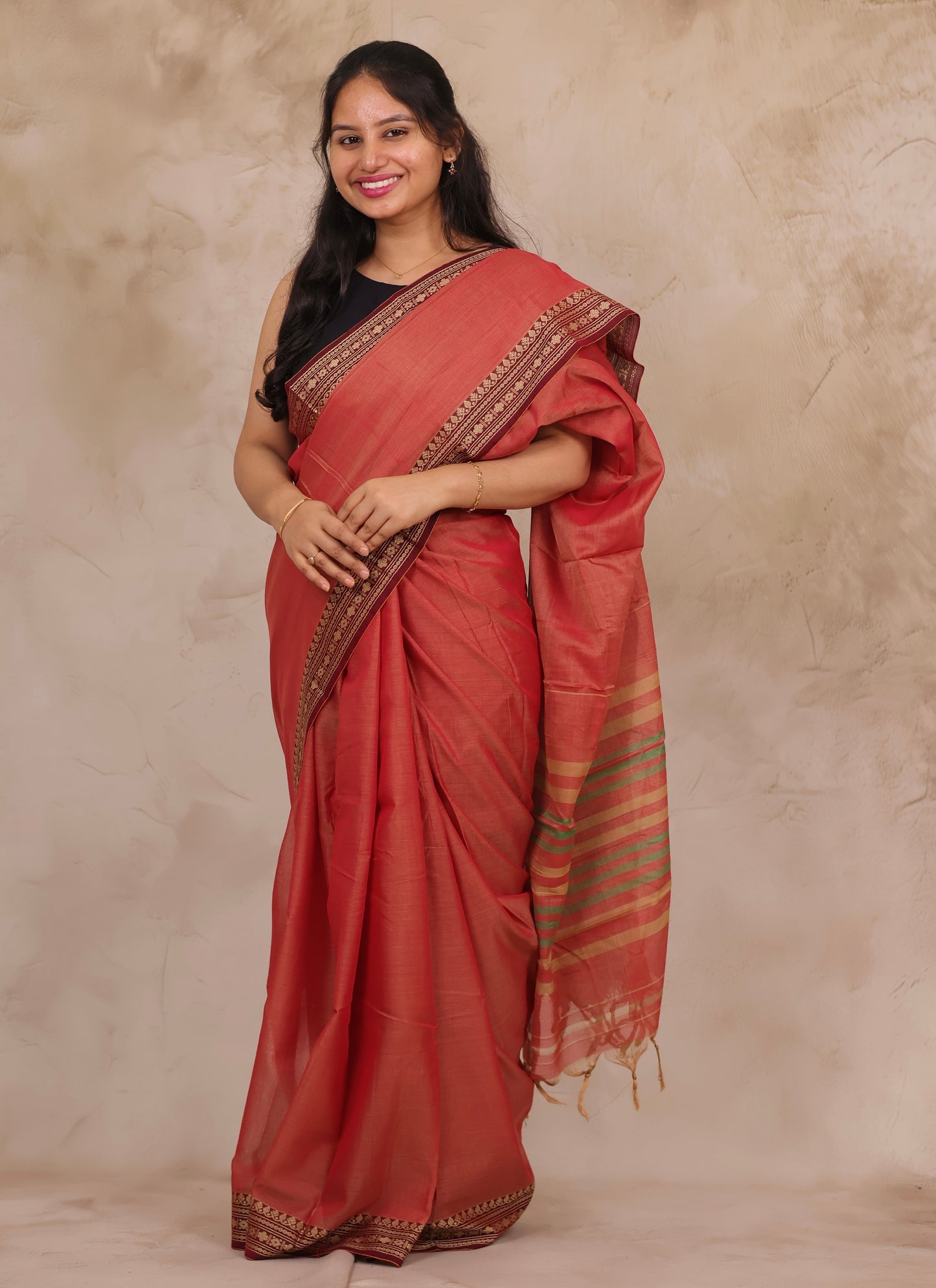 Onion Pink Narayanpet Cotton Saree | Looms & Tassels