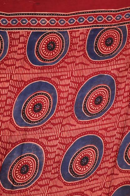 Pure Ajrakh Hand Block Printed Modal Silk Saree