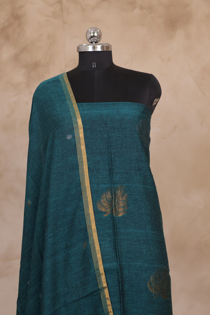 Handwoven Jamdhani weaving pure Linen 2 piece suit sets | Looms & Tassels