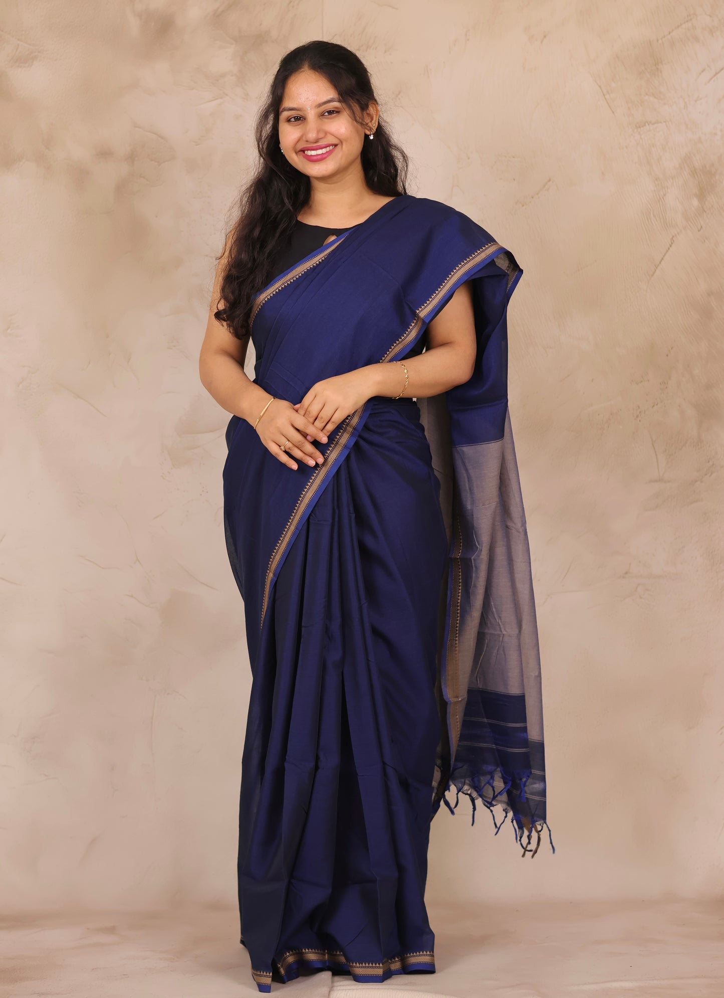 Blue Narayanpet Cotton Saree | Looms & Tassels